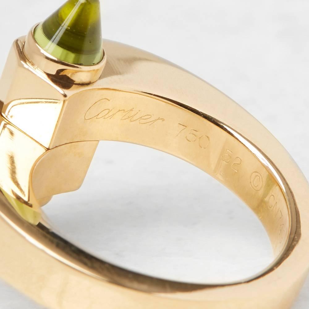 Cartier Yellow Gold Peridot Menotte Ring In Good Condition In Bishop's Stortford, Hertfordshire
