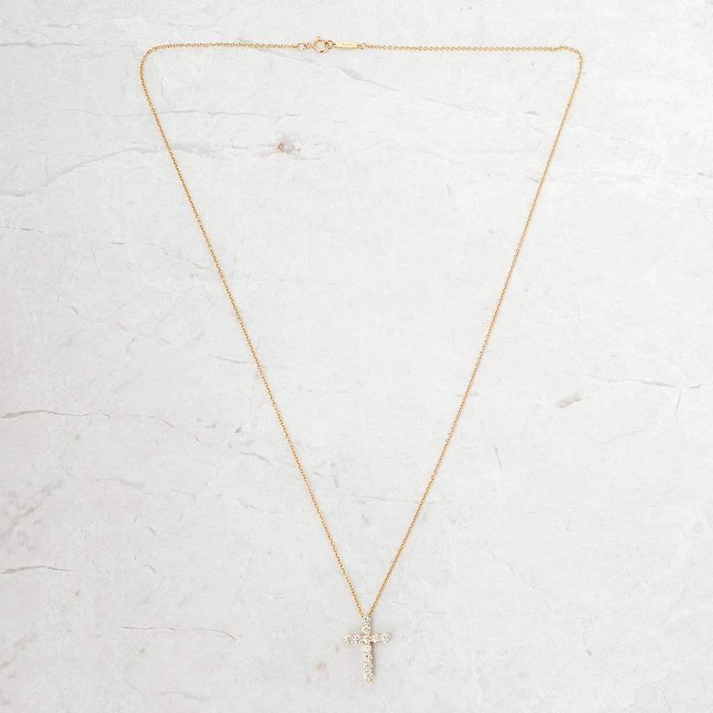 Tiffany & Co. Yellow Gold Diamond Cross Necklace 1