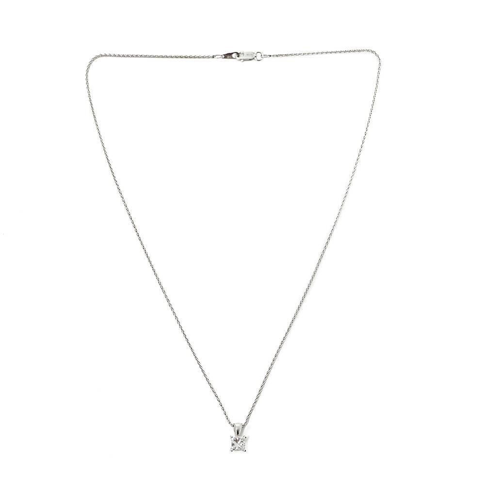 Mappin & Webb Platinum 0.70 Carat Princess Cut Diamond Pendant Necklace 4
