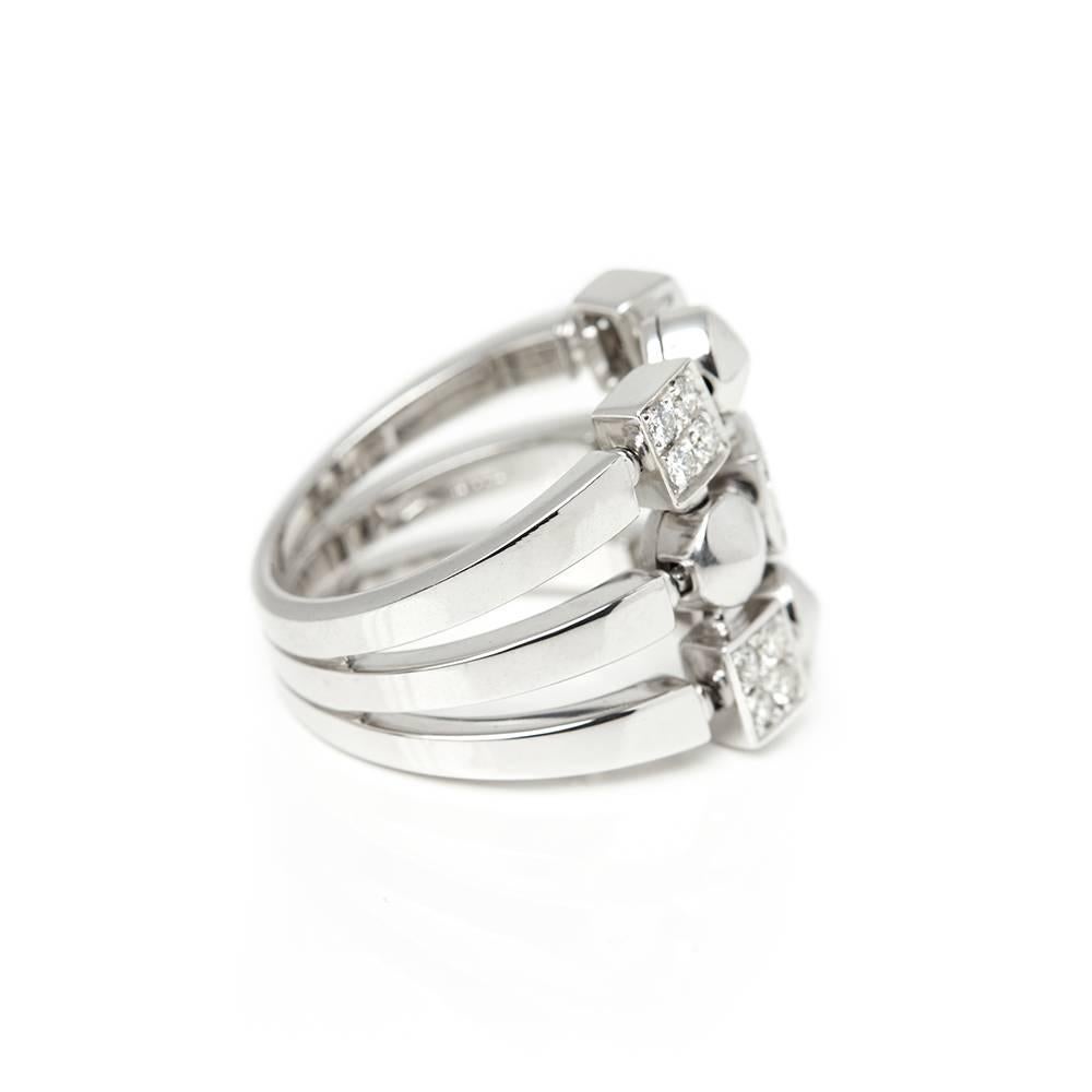 Bulgari 18 Karat White Gold Round Brilliant Cut Diamond Lucéa Ring In Excellent Condition In Bishop's Stortford, Hertfordshire