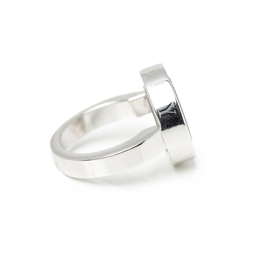 Round Cut Chopard 18 Karat White Gold Diamond Happy Spirit Cocktail Ring 