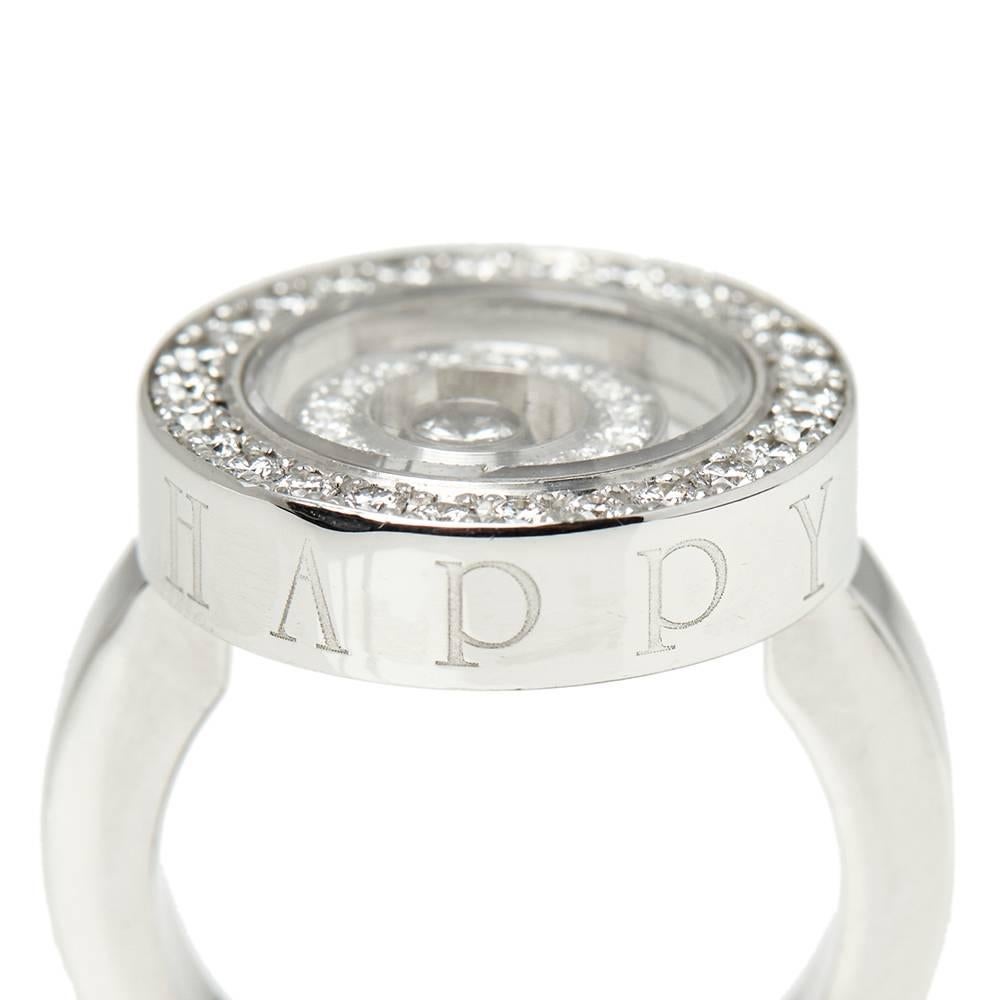 Women's Chopard 18 Karat White Gold Diamond Happy Spirit Cocktail Ring