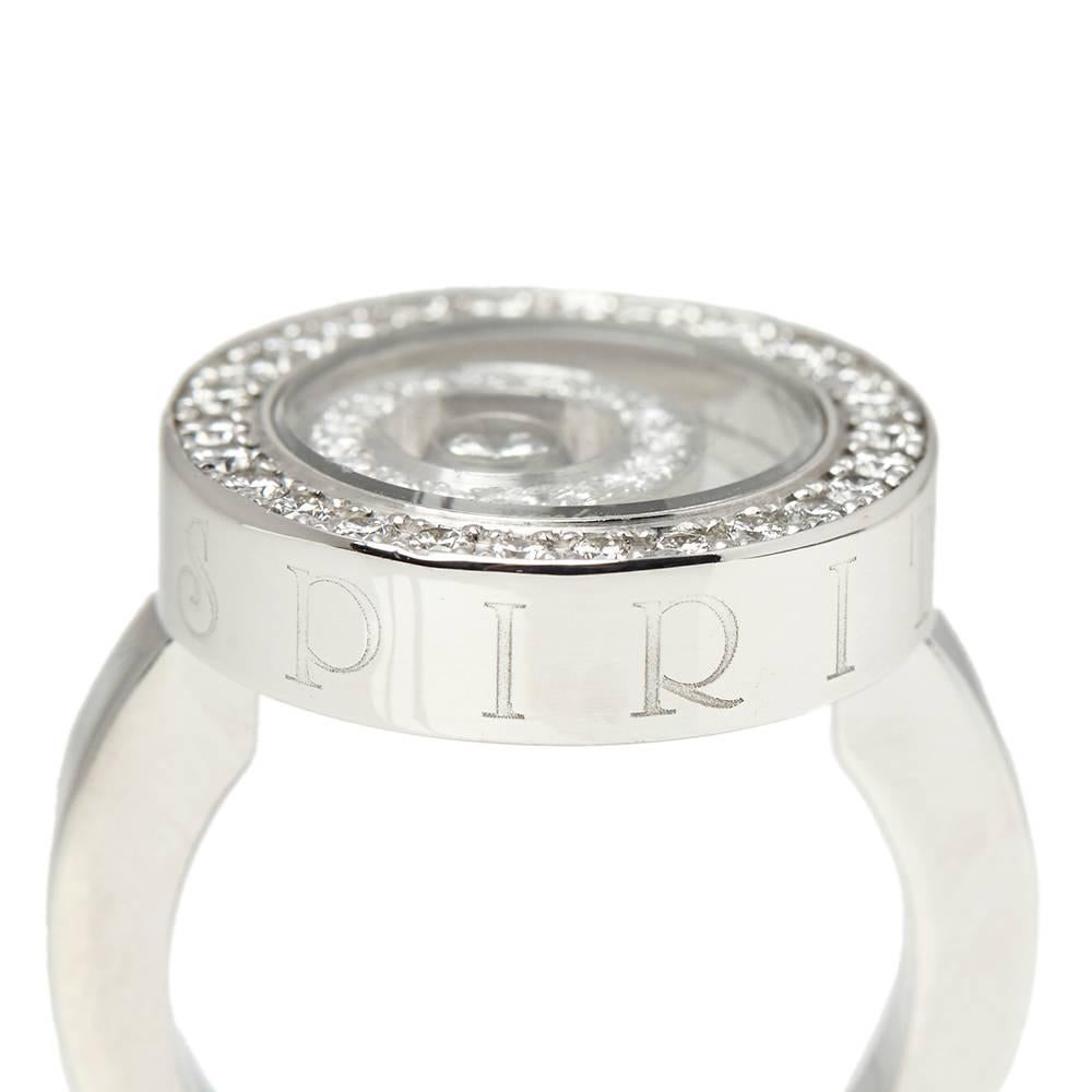 Chopard 18 Karat White Gold Diamond Happy Spirit Cocktail Ring In Excellent Condition In Bishop's Stortford, Hertfordshire