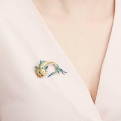 Cartier 18 Karat Yellow Gold Enamel Vintage Fish Pin Brooch