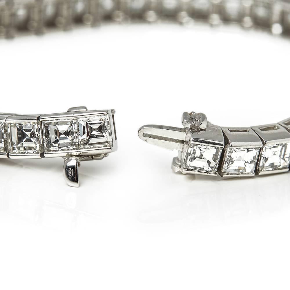 Emerald Cut Cartier Platinum 15.00 Carat Diamond Riviere Tennis Bracelet