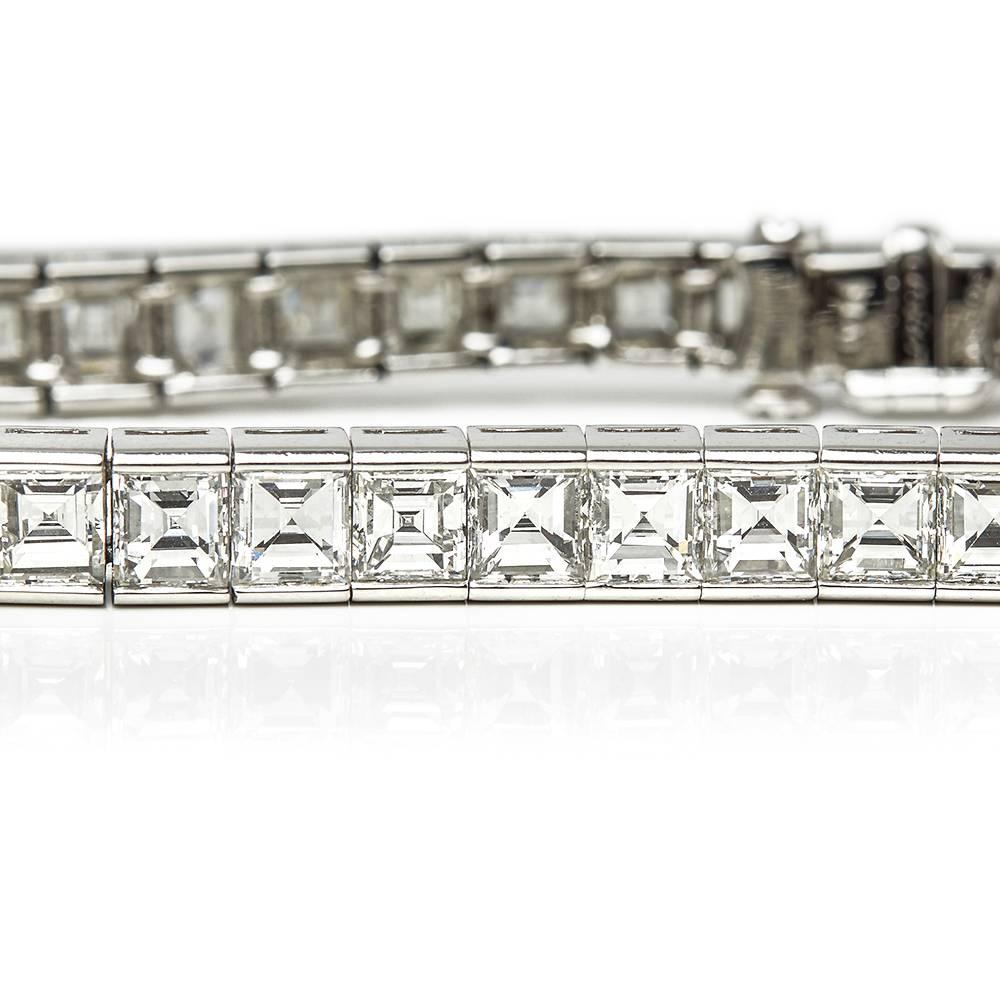 Cartier Platinum 15.00 Carat Diamond Riviere Tennis Bracelet In Excellent Condition In Bishop's Stortford, Hertfordshire