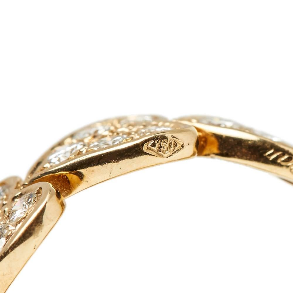 Cartier 18 Karat Yellow Gold Round Brilliant Cut Diamond Heart Band Ring  1