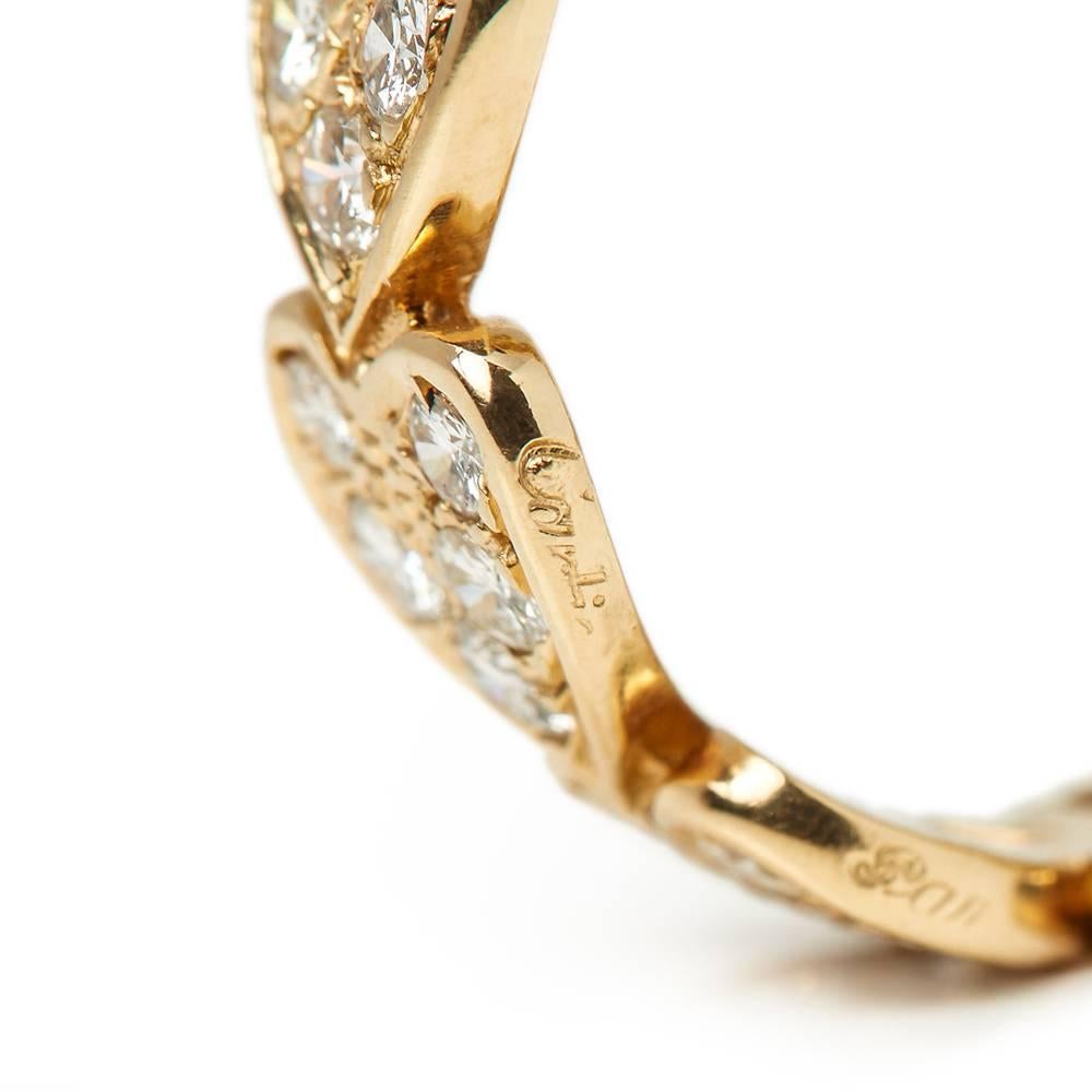 Women's Cartier 18 Karat Yellow Gold Round Brilliant Cut Diamond Heart Band Ring 