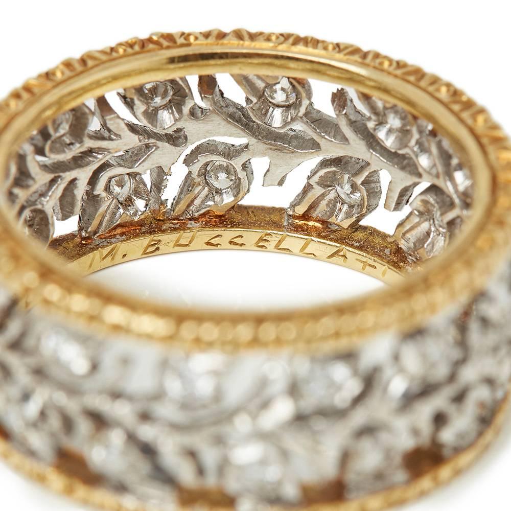 Buccellati Diamond Gold Ramage Eternelle Ring In Excellent Condition In Bishop's Stortford, Hertfordshire