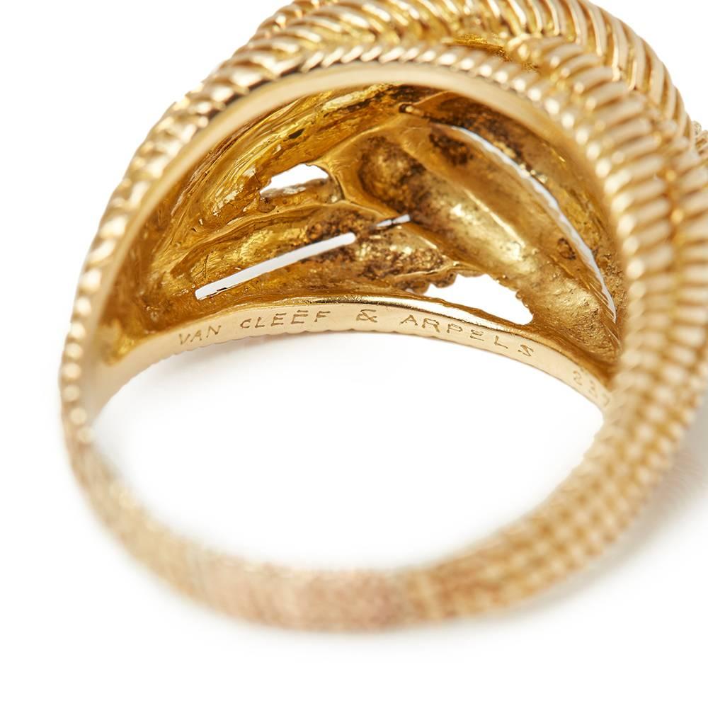 Van Cleef & Arpels 18 Karat Yellow Gold Rope Twist Design Bombé Ring 1