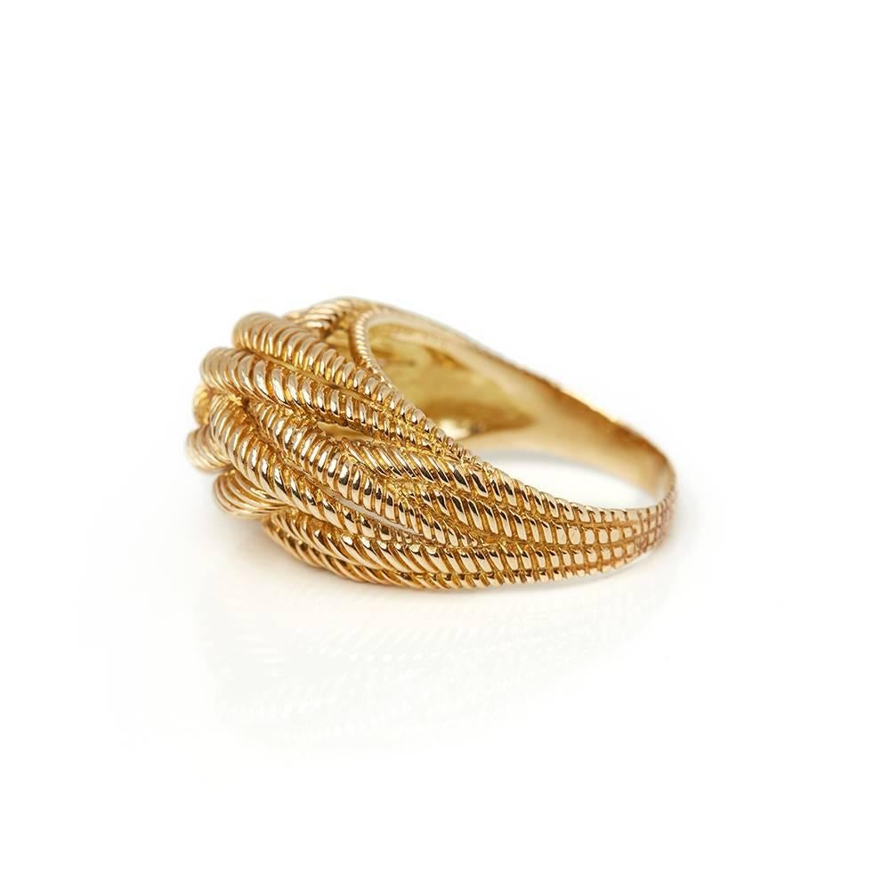 Women's Van Cleef & Arpels 18 Karat Yellow Gold Rope Twist Design Bombé Ring