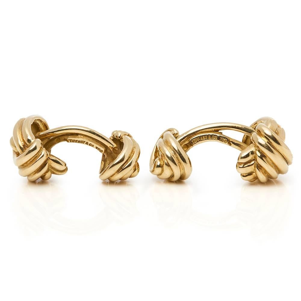 Tiffany & Co. 18 Karat Yellow Gold Men's Knot Cufflinks 1