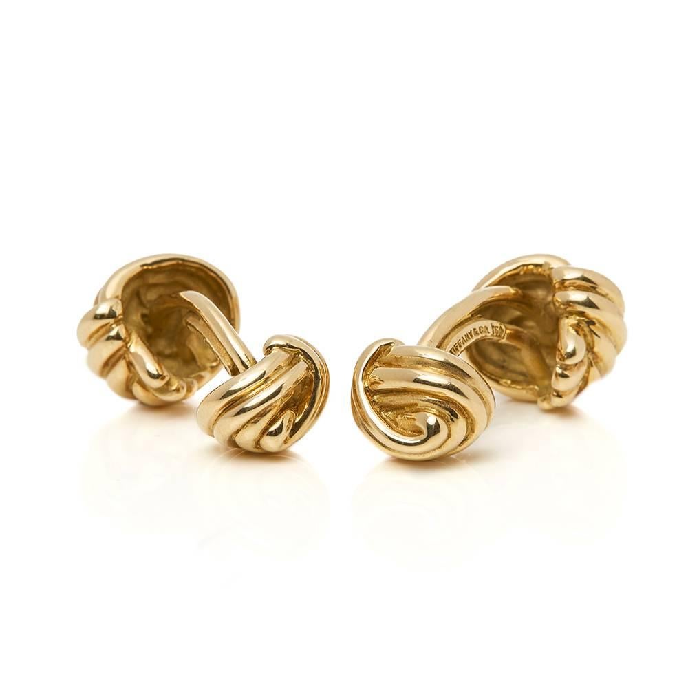 Tiffany & Co. 18 Karat Yellow Gold Men's Knot Cufflinks 2