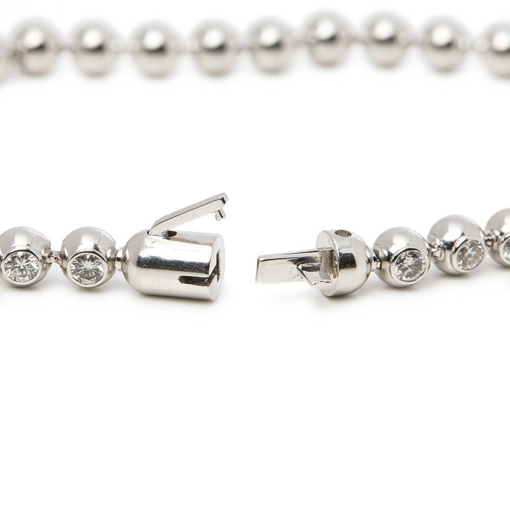 Cartier 18 Karat White Gold Diamond Perles De Diamants Tennis Bracelet In Excellent Condition In Bishop's Stortford, Hertfordshire