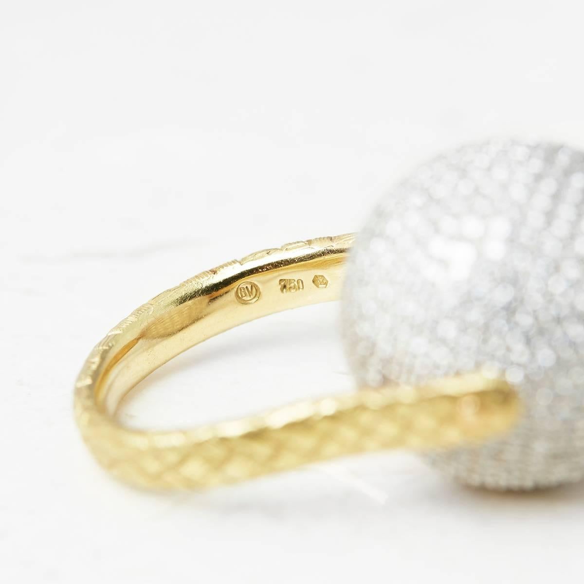 Bottega Veneta 18 Karat Yellow & White Gold Diamond Rotating Sfera Ring In Excellent Condition In Bishop's Stortford, Hertfordshire