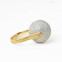 Bottega Veneta 18 Karat Yellow & White Gold Diamond Rotating Sfera Ring