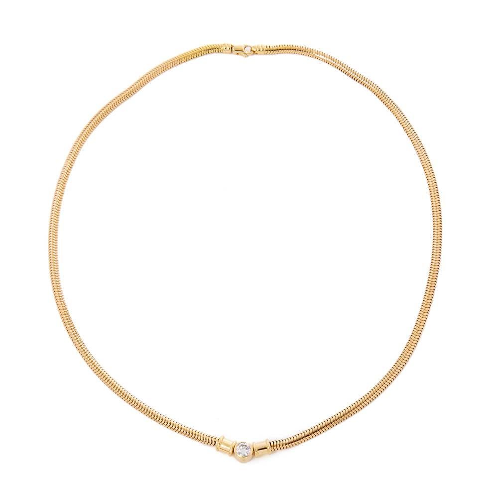 Theo Fennell 18 Karat Yellow Gold Solitaire Diamond Collar Necklace 1