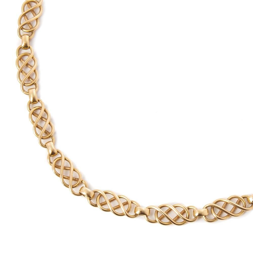 Georg Jensen 18 Karat Yellow Gold Long Vintage Chain Necklace In Good Condition In Bishop's Stortford, Hertfordshire