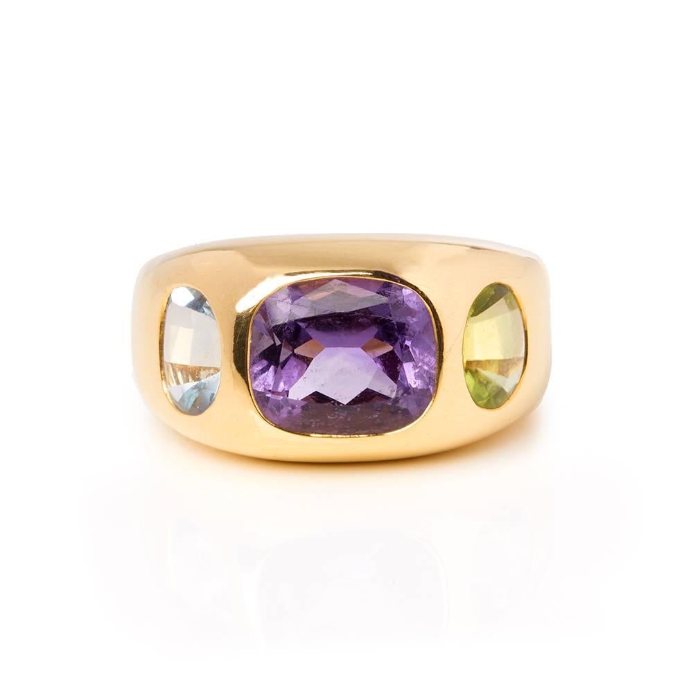 Code: COM1453
Brand: Chanel
Description: 18k Yellow Gold Amethyst Peridot Baroque Ring
Accompanied With: Box Only
Gender: Ladies
UK Ring Size: M
EU Ring Size: 53
US Ring Size: 6 1/2
Resizing Possible?: YES
Band Width: 5mm
Condition: 8.5
Material: