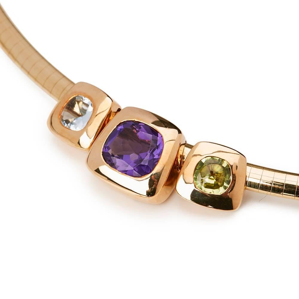 Chanel 18 Karat Yellow Gold Amethyst & Peridot Baroque Collar Necklace  In Good Condition In Bishop's Stortford, Hertfordshire