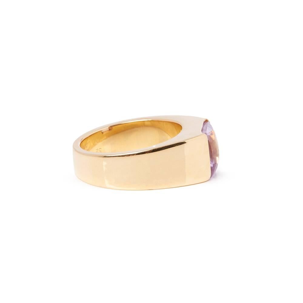 Cartier 18 Karat Yellow Gold Amethyst Tank Ring In Good Condition In Bishop's Stortford, Hertfordshire