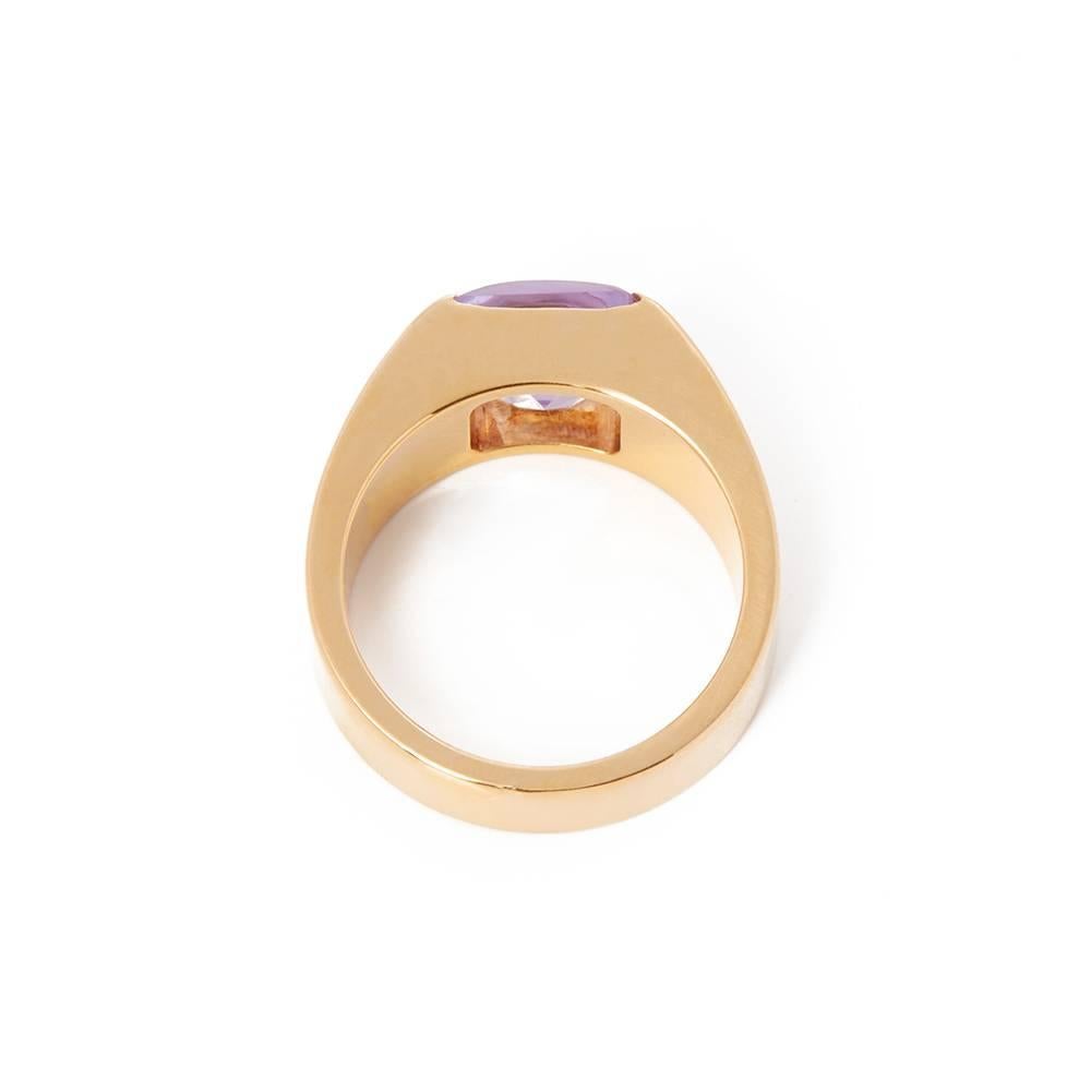 Women's Cartier 18 Karat Yellow Gold Amethyst Tank Ring