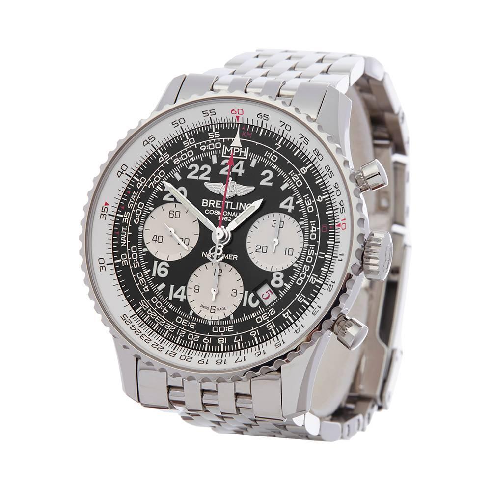 REF: W4484
MANUFACTURE: Breitling
MODEL: Navitimer
MODEL REF: AB021012
AGE: 16th December 2016 
GENDER: Men's
BOX & PAPERS: Box, Manuals & Guarantee
DIAL: Black Arabic
GLASS: Sapphire Crystal
MOVEMENT: Automatic
WATER RESISTANCE: Not Recommended for