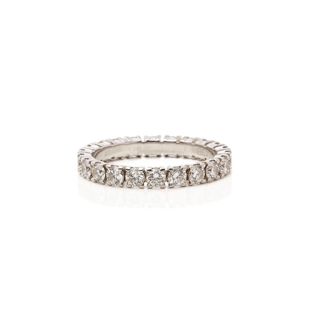Code: COM1894
Brand: Cartier
Description: Platinum 1.55ct Full Diamond Destinée Eternity Ring
Accompanied With: Pouch Only
Gender: Ladies
UK Ring Size: M
EU Ring Size: 53
US Ring Size: 6 1/4
Resizing Possible?: NO
Band Width: 3mm
Condition: