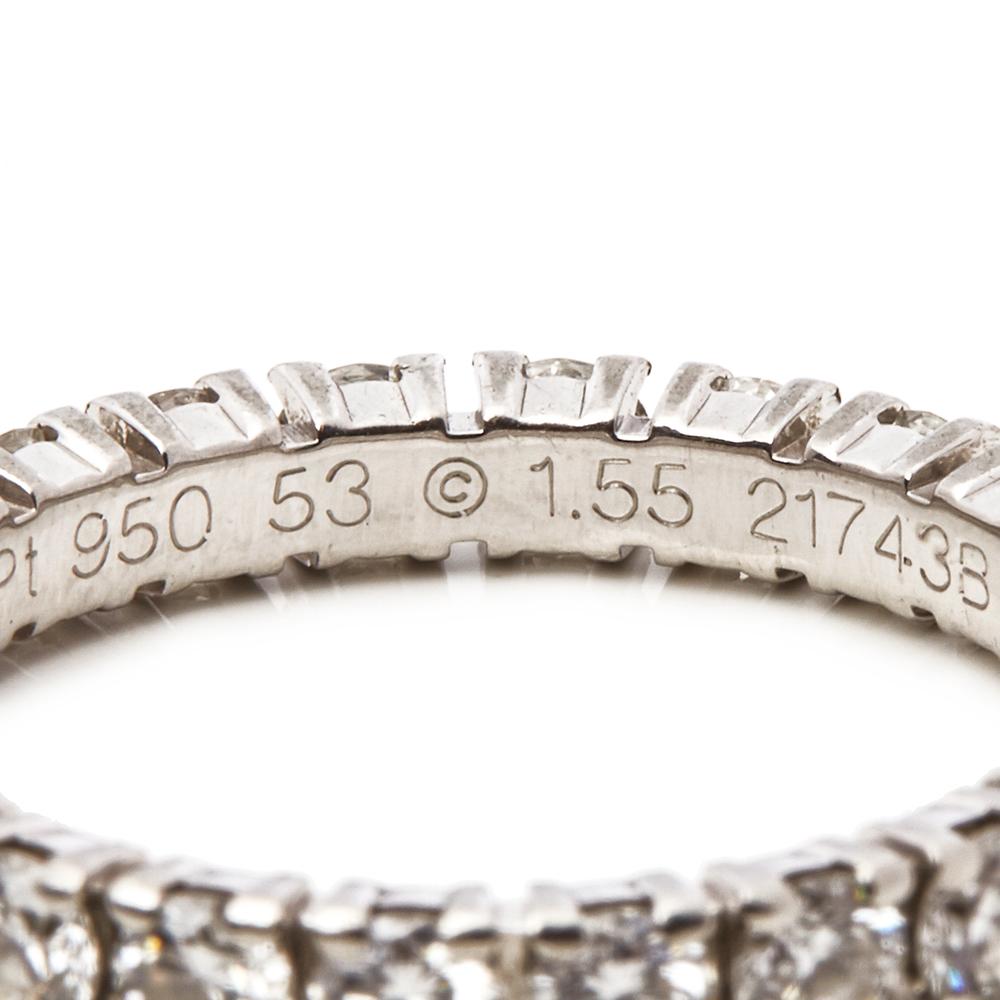 Cartier Platinum 1.55 Carat Full Round Cut Diamond Destinée Eternity Band Ring In Excellent Condition In Bishop's Stortford, Hertfordshire