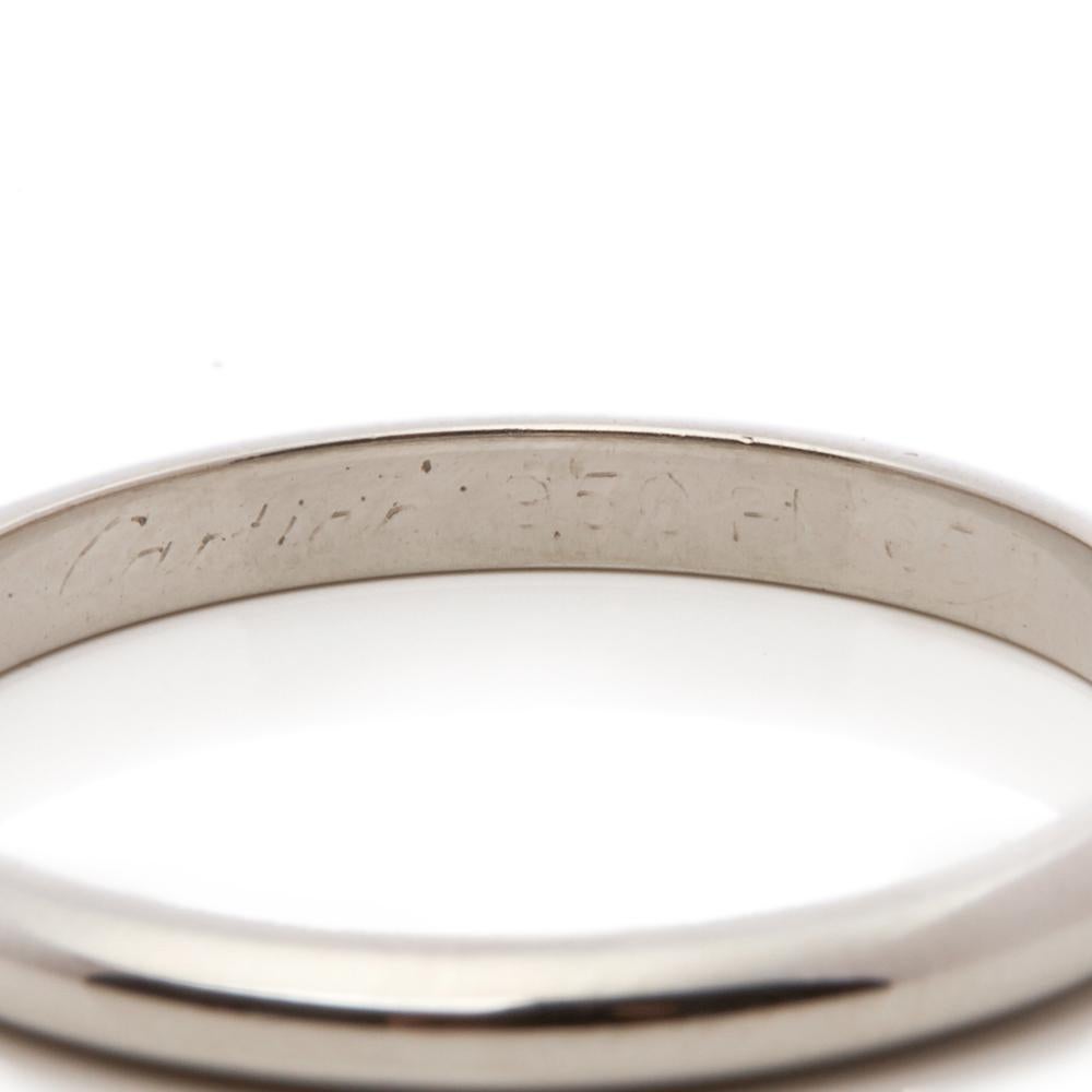 Cartier Platinum 2.5mm Wide 1895 Wedding Band Ring In Excellent Condition In Bishop's Stortford, Hertfordshire