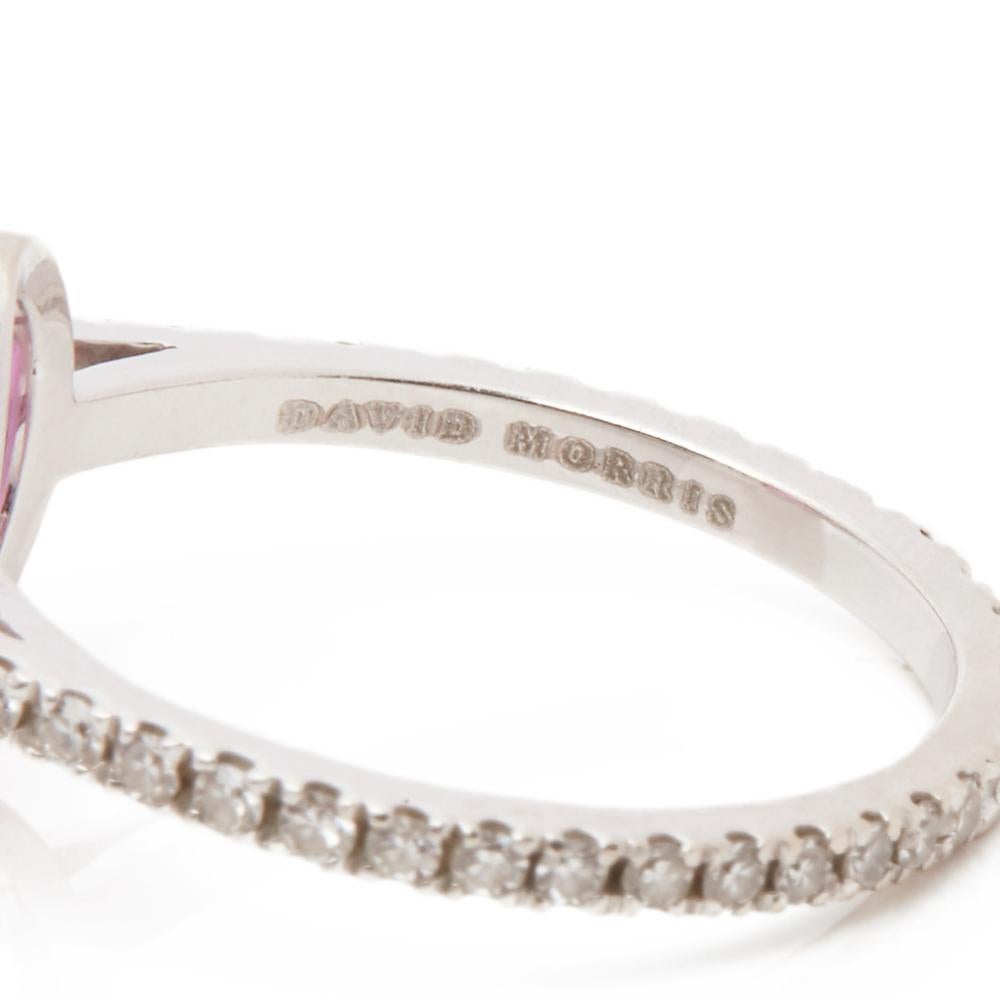 David Morris 18 Karat White Gold Oval Cut Pink Sapphire & Diamond Cocktail Ring 1