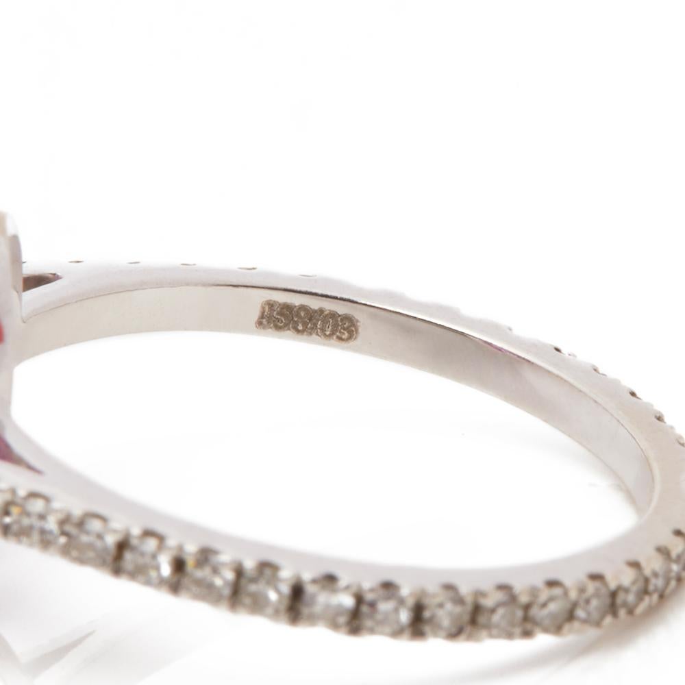 David Morris 18 Karat White Gold Oval Cut Pink Sapphire & Diamond Cocktail Ring 2