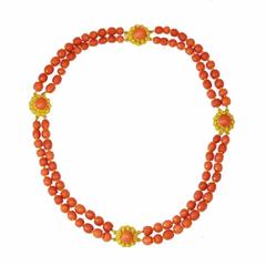 Faceted Coral Bead Necklace