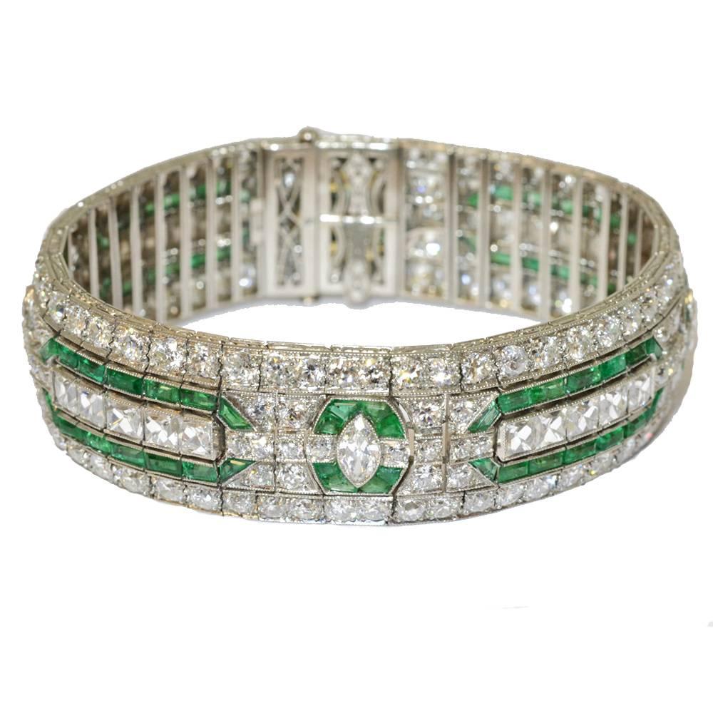 Oscar Heyman & Brothers Emerald and Diamond Bracelet For Sale