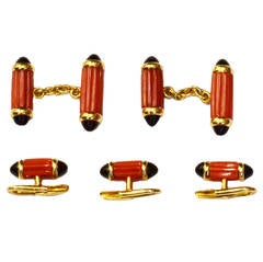 Cartier Coral Onyx Gold Dress Set