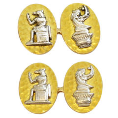 Tiffany & Co. Gold Egyptian Revival Cufflinks