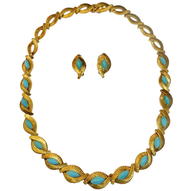 Mellerio Turquoise Gold Suite For Sale