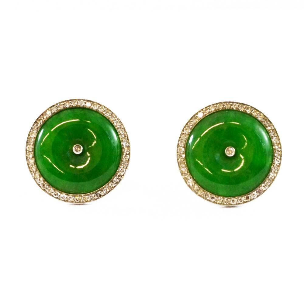 Jade Disc Earrings For Sale