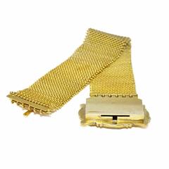Early 19th Century Enamel Woven Gold Mesh Bracelet