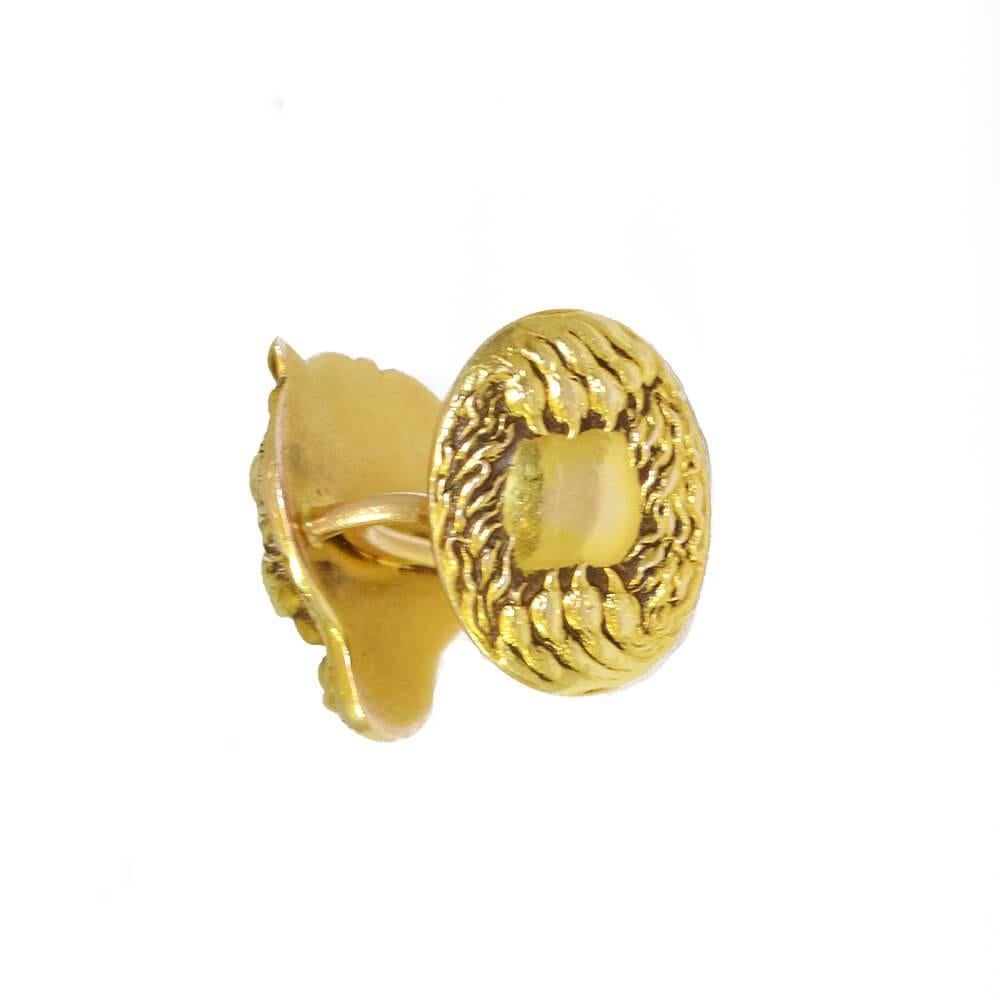 Antique Victorian garnet gold Lion head Cufflinks In Excellent Condition In London, GB