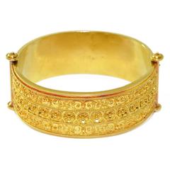 Victorian Etruscan Revival Gold Bangle Bracelet