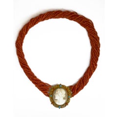 Antique Italian Coral Gold Cameo Suite