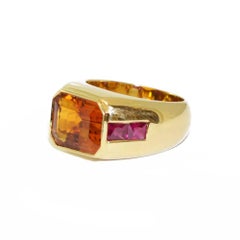Retro Citrine Ruby Gold Ring