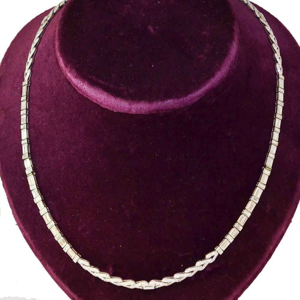 Art Deco Three-Row Diamond Bracelet/Necklace For Sale