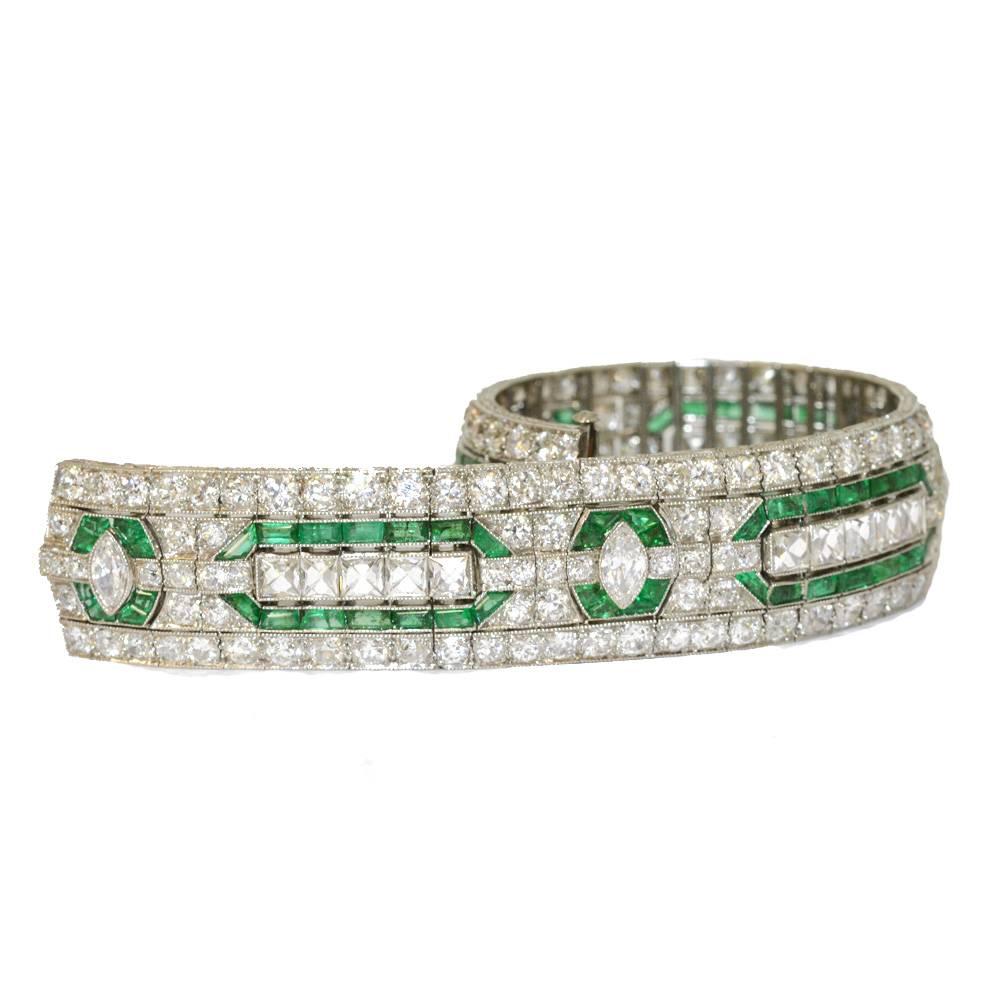 Women's Oscar Heyman & Brothers Emerald and Diamond Bracelet For Sale