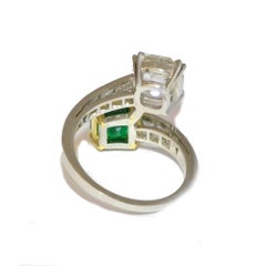 Columbian Emerald and Diamond Crossover Ring