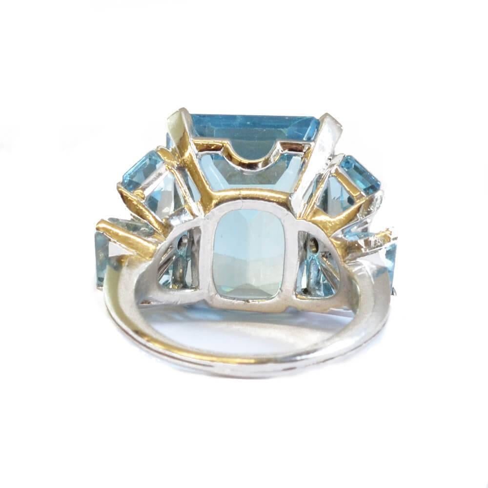 Aquamarine and Diamond Set Cocktail Ring In Excellent Condition In London, GB