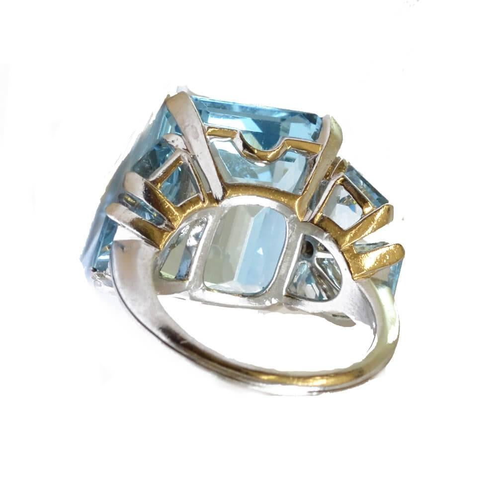 Women's Aquamarine and Diamond Set Cocktail Ring