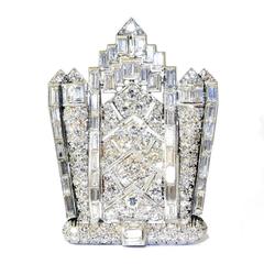 Art Deco Diamond Platinum Double Clips