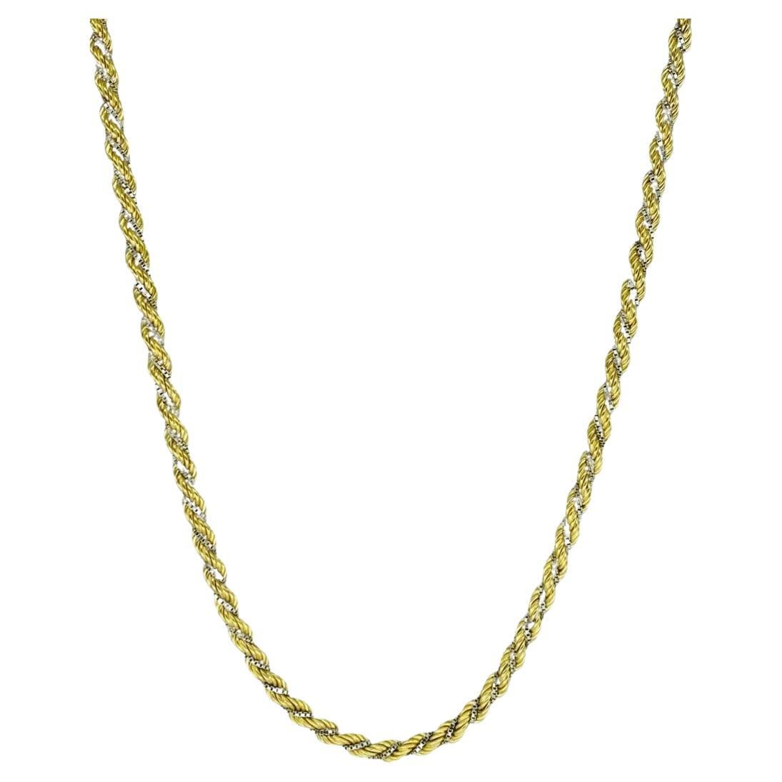 Antique Twisted Two Chain Link 18k Two-Tone Rope and Box Chain Link For Sale